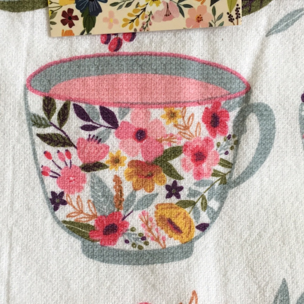 Mia Charro Cuppa Tea Spring Kitchen Towels Trio NWT. %100 Cotton Oeko Tex 28x18” - Picture 3 of 16